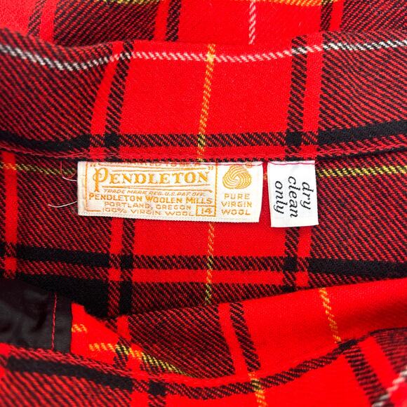 Vintage Pendleton Red Tartan Plaid Wool Maxi Skirt Red 1980s A-Line Size 14 - Picture 3 of 7